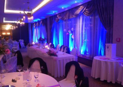 DJ na svadbu a dekoračné osvetlenie, farba modrá v hoteli Residence na Donovaloch